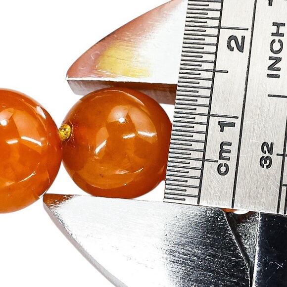 Golden Orange Baltic Amber Beads 24” 57g USSR Origin Restrung W Silver Clasp - Picture 10 of 12